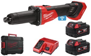 Szlifierka prosta Milwaukee M18FDGROVB-502X z hamulcem, 2x aku. 5.0Ah, ładowarka, walizka 4933480956