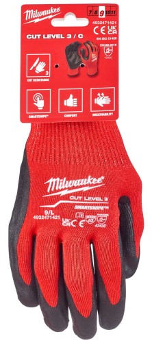 Rękawice robocze Milwaukee antyprzecięciowe poziom 3 (C) rozmiar L/9 4932471421