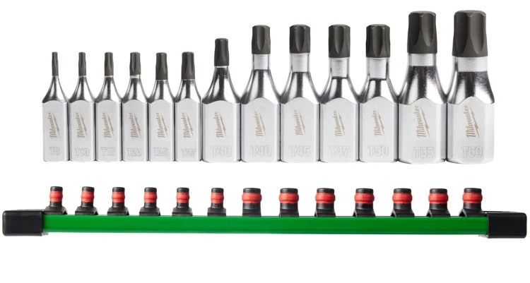 Klucze trzpieniowe TORX Milawukee kpl. 13 cz. T8 - T60 na szynie 4932480565