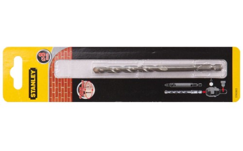 Wiertło do muru, cegły, pustaka 8mm Stanley z uchwytem sześciokątnym 1/4" STA53023