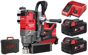 Wiertnica magnetyczna Milwaukee M18FMDP-502C 2x aku. 5.0Ah, ładowarka, walizka 4933451012