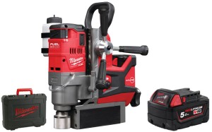 Wiertnica magnetyczna Milwaukee M18FMDP-0C + 1x aku. 5.0Ah, walizka, bez ładowarki
