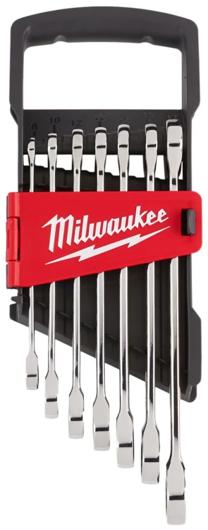 Klucze płasko – oczkowe Milwaukee MAXBITE z grzechotką kpl. 7 szt. - metryczny 4932464993