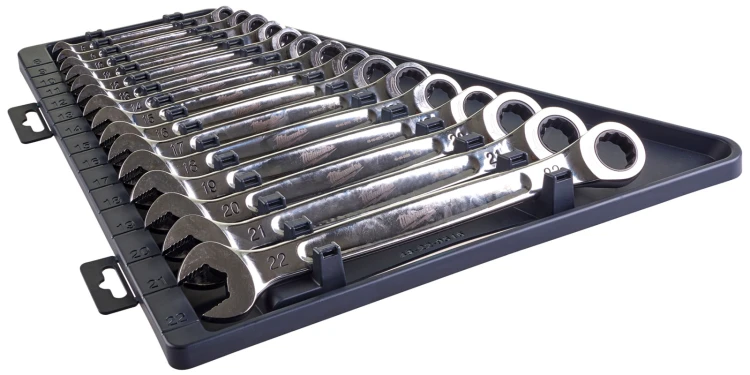 Klucze płasko – oczkowe Milwaukee MAXBITE z grzechotką kpl. 15 szt. - metryczny 4932464994