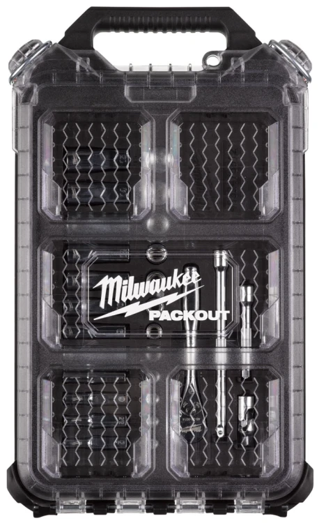 Klucze nasadowe Milwaukee 1/4˝ z grzechotką, metryczne, kpl. 28 szt. w organizerze PACKOUT™ 4932478812