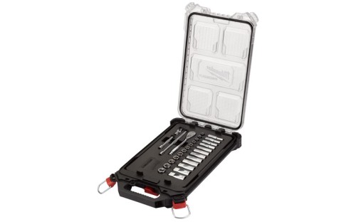 Klucze nasadowe Milwaukee 1/4˝ z grzechotką, metryczne, kpl. 28 szt. w organizerze PACKOUT™ 4932478812