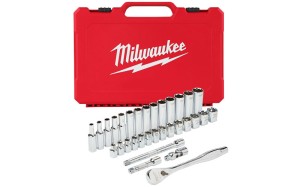 Klucze nasadowe Milwaukee 3/8˝ z grzechotką, metryczne, kpl. 32 szt. w skrzynce 4932464945