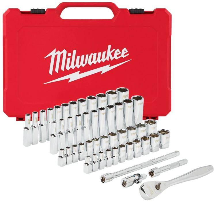 Klucze nasadowe Milwaukee 1/4˝ z grzechotką, metryczne, kpl. 50 szt. w skrzynce 4932464944
