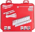 Klucze nasadowe Milwaukee 1/4˝ z grzechotką, metryczne, kpl. 28 szt. w skrzynce 4932464943