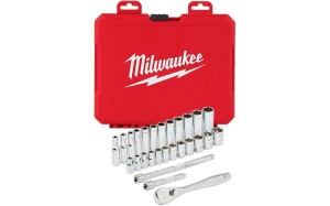 Klucze nasadowe Milwaukee 1/4˝ z grzechotką, metryczne, kpl. 28 szt. w skrzynce 4932464943