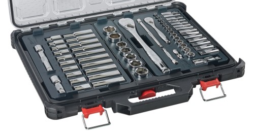 Klucze nasadowe Milwaukee 1/4˝ 1/2˝ z grzechotkami, metryczne, kpl. 63 szt. w organizerze PACKOUT™ 4932493661