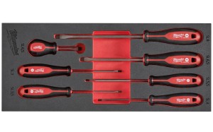 Wkładka piankowa Milwaukee z wkrętakami płaskimi kpl. 7 szt. do wózków narzędziowych  4932492395