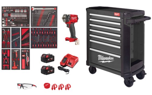 Wózek narzędziowy Milwaukee TOOLGUARD™ 30″ / 78cm z 7 szufladami w zestawie z 246 narzędziami - wersja premium 4932500743