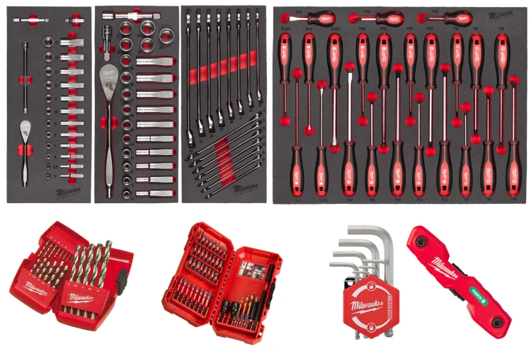 Wkładki piankowe z narzędziami Milwaukee zestaw uniwersalny 170 cz. 4932499473
