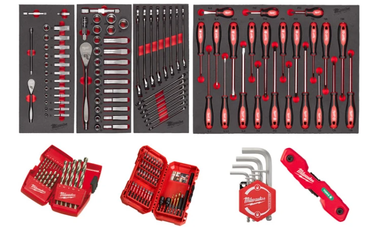 Wkładki piankowe z narzędziami Milwaukee zestaw uniwersalny 170 cz. 4932499473
