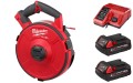 Urządzenie do przeciągania przewodów Milwaukee M18FPFT-202, będen 36m, 2x aku. 2.0Ah, ładowarka, 4933471953 linka stalowa