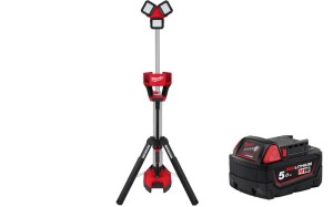 Lampa stojąca maszt AC/DC Milwaukee M18HOSALC + 1x aku. 5.0Ah, 6000lm IP34 z wbudowaną ładowarką