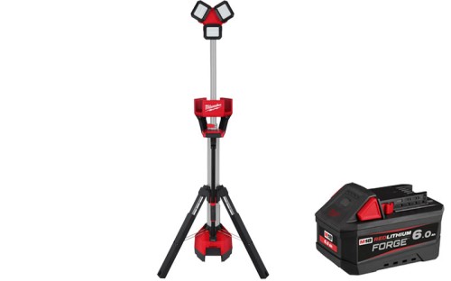 Lampa stojąca maszt AC/DC Milwaukee M18HOSALC + 1x aku. 6.0Ah FORGE, 6000lm IP34 z wbudowaną ładowarką