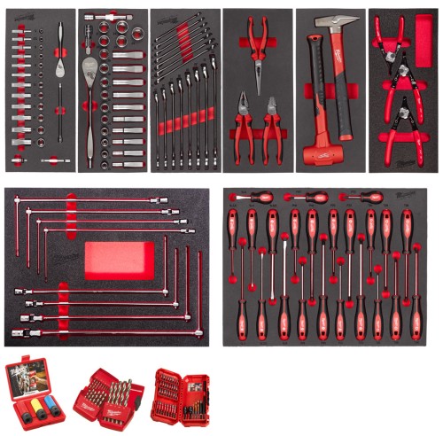 Wkładki piankowe z narzędziami Milwaukee zestaw dla mechanika samochodowego 172 cz. 4932499474