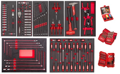 4932499474-1.jpgWkładki piankowe z narzędziami Milwaukee zestaw dla mechanika samochodowego 172 cz. 4932499474