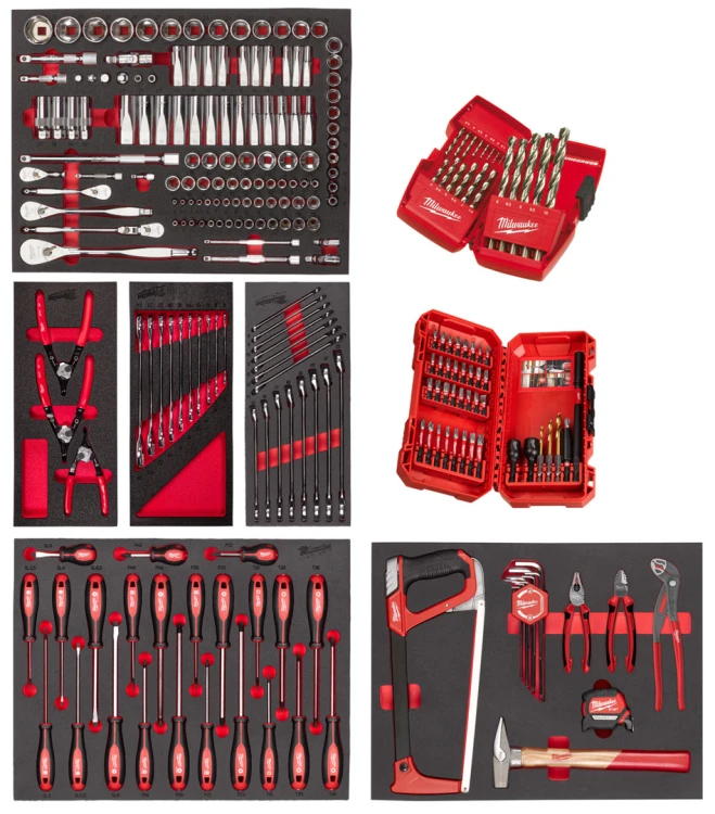 Wkładki piankowe z narzędziami Milwaukee zestaw narzędzi przemysłowych 244 cz. 4932499475