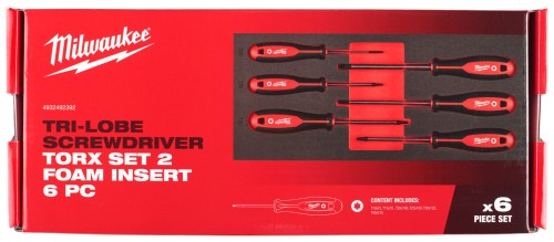 Wkładka piankowa z wkrętakami TORX Milwaukee zestaw 6 cz. 4932492392