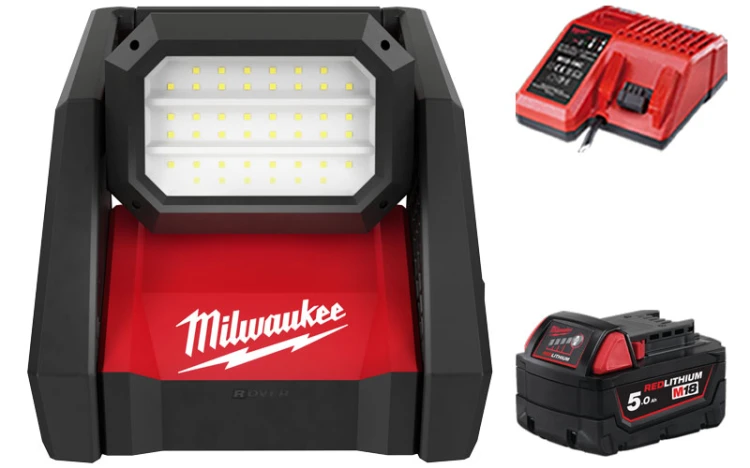 Lampa strefowa AC/DC Milwaukee M18HOAL-501 4000lm + akumulator 5.0Ah i ładowarka