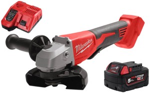 Szlifierka kątowa Milwaukee 18V M18BLSAG125XPD-501 1x aku. 5.0Ah, szybka ładowarka, silnik bezszczotkowy, wyłącznik łopatkowy
