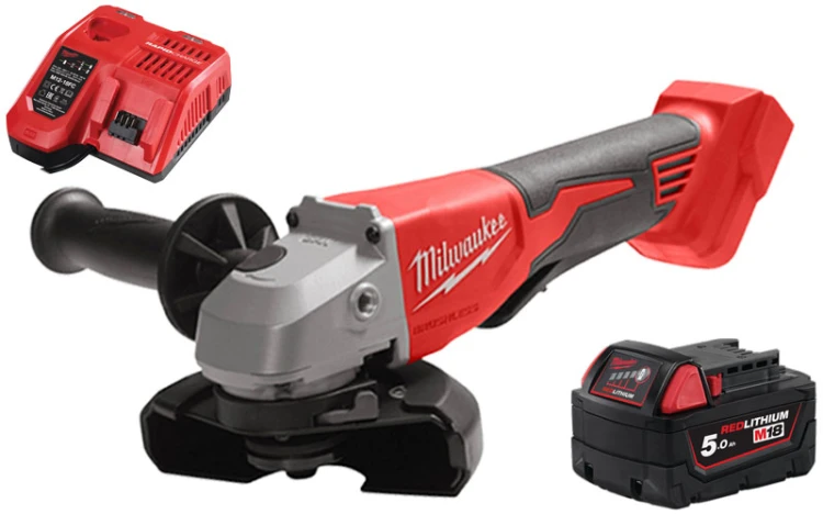 Szlifierka kątowa Milwaukee 18V M18BLSAG125XPD-501 1x aku. 5.0Ah, szybka ładowarka, silnik bezszczotkowy, wyłącznik łopatkowy