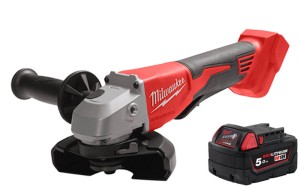 Szlifierka kątowa Milwaukee 18V M18BLSAG125XPD-0 + 1x aku. 5.0Ah, silnik bezszczotkowy, wyłącznik łopatkowy, bez ładowarki