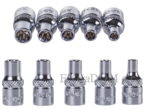 Klucze nasadowe TORX 1/4 Rooks kpl. 5 cz. E4 - E8 01.2646