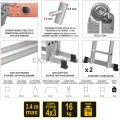  Wielofunkcyjna drabina aluminiowa 4x3 ,12 szczebli, długość do 3,4m Vorel