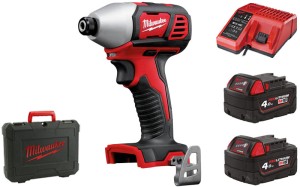 Kompaktowa zakrętarka udarowa Milwaukee M18BID-402C 2x aku. 4.0Ah, ładowarka, walizka 4933443580