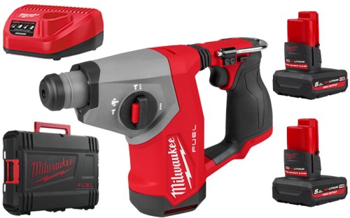 Kompaktowa młotowiertarka Milwaukee SDS-Plus M12FHAC16-502X 1,15 J 2x aku. 5.0 Ah HIGH OUTPUT ładowarka w walizce 4933499185