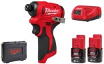 Kompaktowa zakrętarka udarowa Milwaukee M12 BLIDRC-202C 2x aku. 2.0Ah, ładowarka, walizka, 124Nm bezszczotkowa