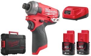 Zakrętarka udarowa Milwaukee M12FQID-202X FUEL™ SURGE™ ¼″ HEX, 2x aku. 2.0Ah, ładowarka, walizka 4933464973