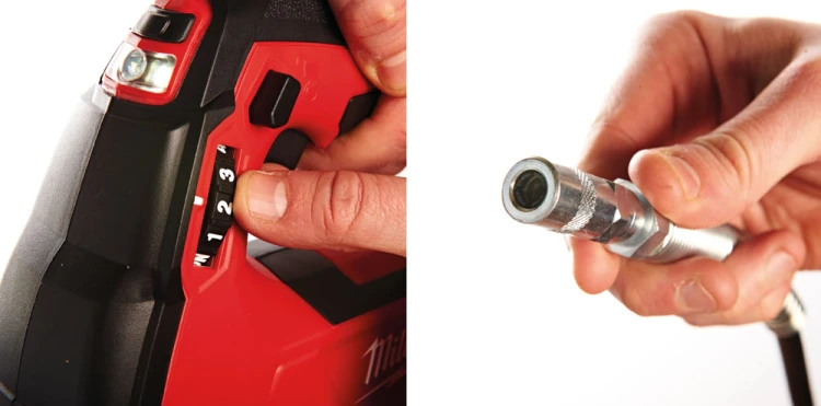 Zestaw Milwaukee: klucz udarowy M18 ONEFHIWF34 FUEL™ ONE-KEY™ 3/4˝, szlifierka kątowa M18FSAG125X FUEL™ 125 mm, smarownica M18GG, aku.: 3x 5.0 Ah + 1x 2.0 Ah, ładowarka M12-18FC, torba M18FPP3AK-523B 4933498576