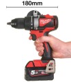 Zestaw Milwaukee M18: wiertarko-wkrętarka M18BLDD2 + zakrętarka udarowa M18BLIDR, 2x aku. 5.0Ah, ładowarka, walizka M18BLPP2B3-502X 4933492846