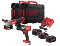 Zestaw Milwaukee M18: wiertarko-wkrętarka udarowa M18 FPD3 + szlifierka kątowa 125 mm M18 FSAG125X, 3 x aku. 5.0 Ah, ładowarka, walizka M18FPP2E3-502XEU 4933492516