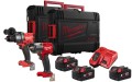 Zestaw Milwaukee M18: wiertarko-wkrętarka z udarem M18 FPD3 + kluczowy udarowy M18 FMTIW2F12, 3x aku. 5.0Ah, ładowarka, walizki M18FPP2F3-503X