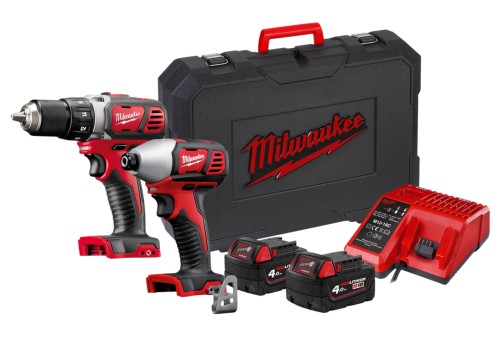 Zestaw Milwaukee M18™: wiertarko-wkrętarka M18 BDD, zakrętarka M18 BID, 2x akumulator 4.0 Ah, ładowarka, walizka, M18BPP2D-402C 4933447126