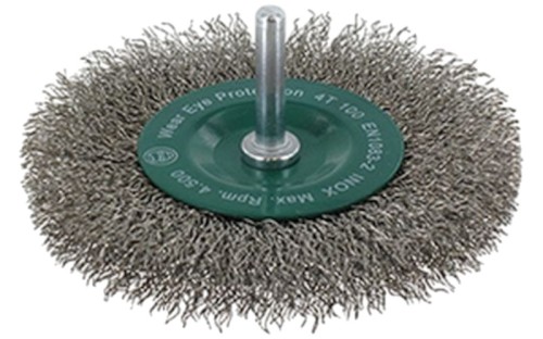 Szczotka tarczowa 100x12 mm ABRABORO - drut falisty, trzpień, INOX 99420110