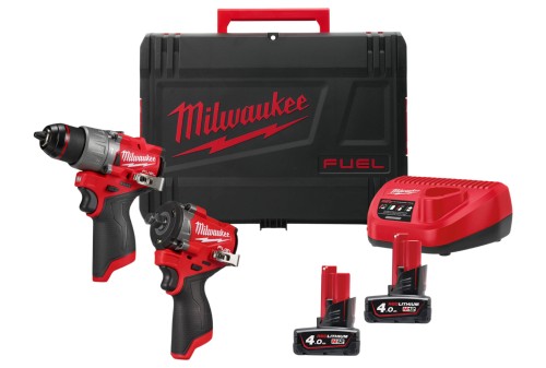 Zestaw Milwaukee M12: wiertarko-wkrętarka M12FPD2, klucz udarowy M12FCIWF12G3, 2 akumulatory: 4.0 Ah, ładowarka, w walizce Hd Box M12FPP2X2-402X 4933498741