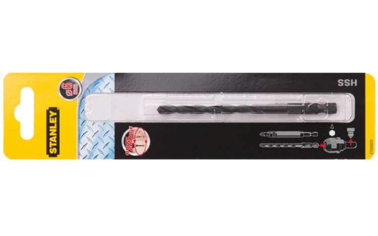 Wiertło spiralne HSS do metalu śr. 6 mm Stanley uchwyt sześciokątny 1/4" STA50033