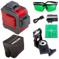 Poziomica laserowa laser linowy 2 x 360 3D Proline zielony, zasięg 20 m + statyw 15179 15165