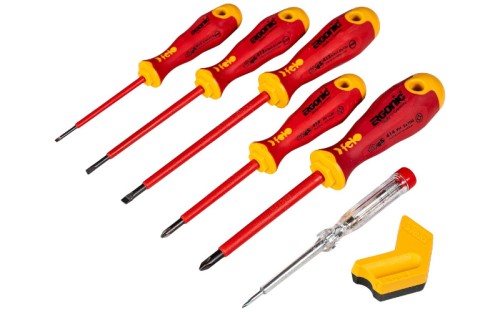 Wkrętaki izolowane FELO Ergonic VDE + próbnik napięcia + magnetyzer 41396399