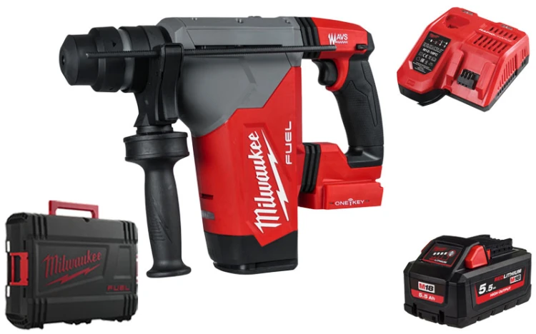 Młotowiertarka Milwaukee M18ONEFHP-551X FUEL SDS-Plus 32mm 5.0 J 1x aku. 5.5 Ah HIGH OUTPUT™ + szybka ładowarka