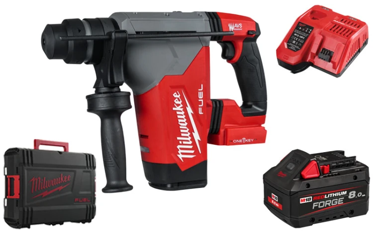 Młotowiertarka Milwaukee M18ONEFHP-801X FUEL SDS-+ 32mm 5.0 J 1x aku. 8.0 Ah FORGE™ + szybka ładowarka