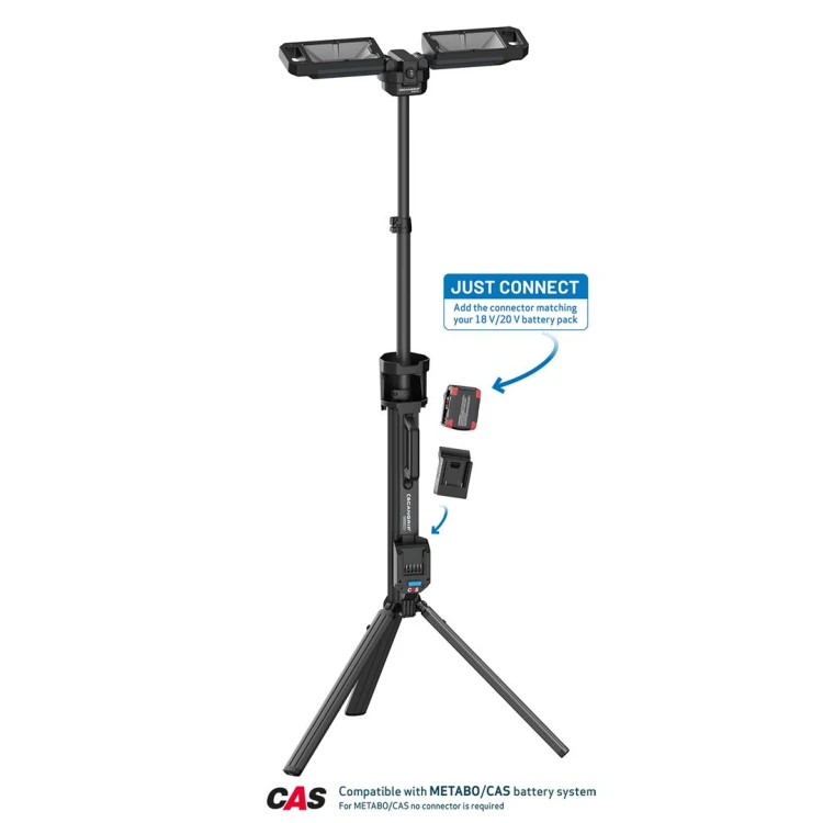 Akumulatorowa lampa budowlana 8000 lm ze zintegrowanym statywem Scangrip TOWER 8 CONNECT 03.6107C