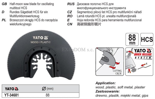 Brzeszczot okrągły do urządzenia wielofunkcyjnego YT-34681